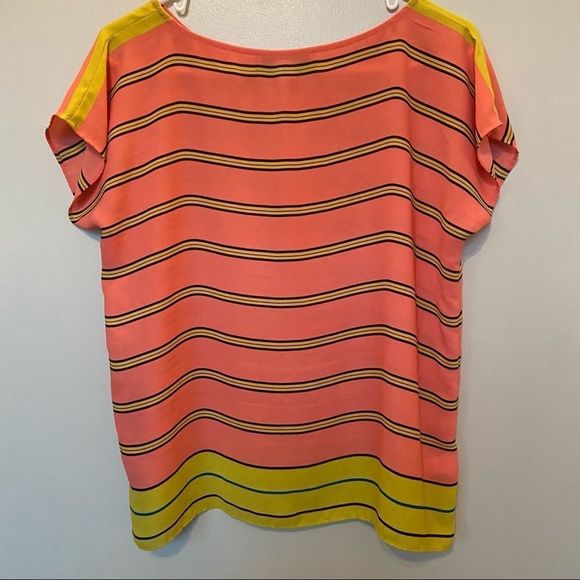 LOFT Coral Striped T-shirt Blouse MP - Picture 6 of 6